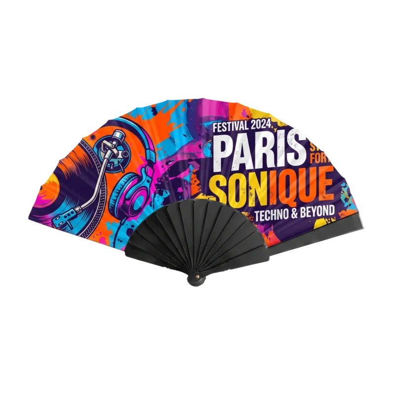 Éventail publicitaire plastique quadri Colorfull personnalisé 14 coloris