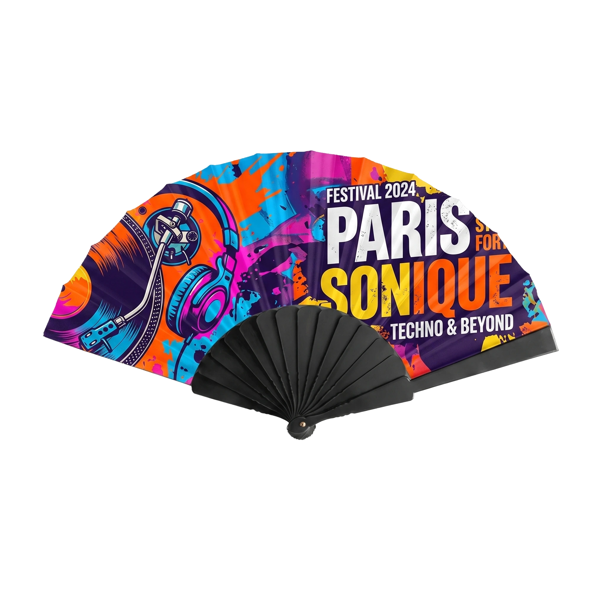 Éventail publicitaire plastique quadri Colorfull personnalisé 14 coloris