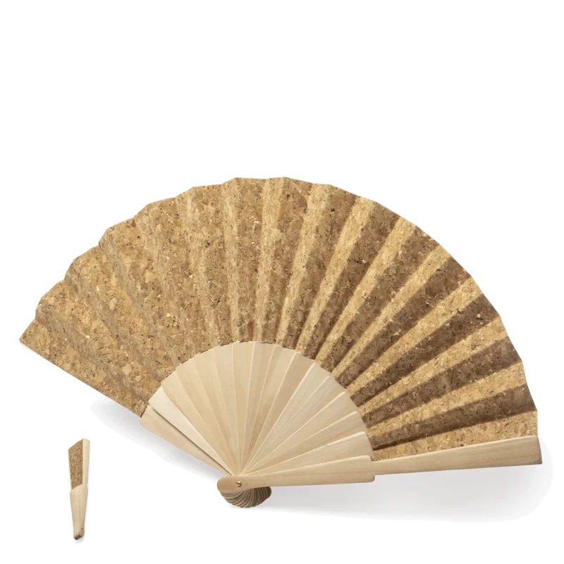 Éventail personnalisable en bois et liège naturel Kasol pour mariage