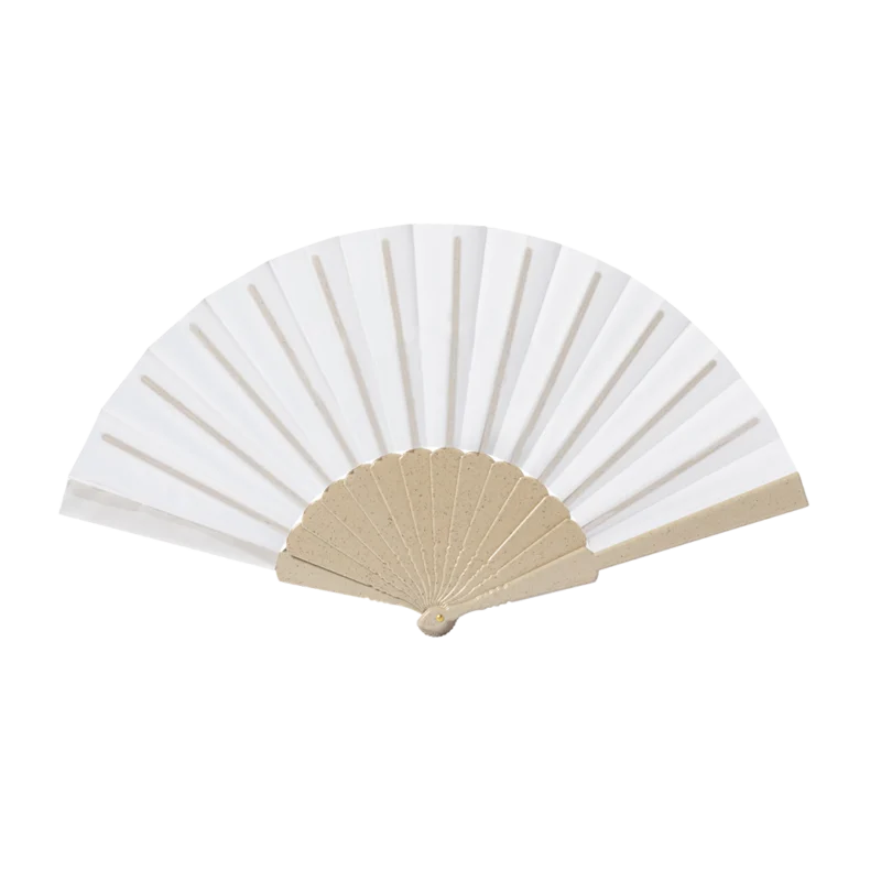 Éventail personnalisé Lencer en fibre bambou et polyester RPET recyclé coloris naturel