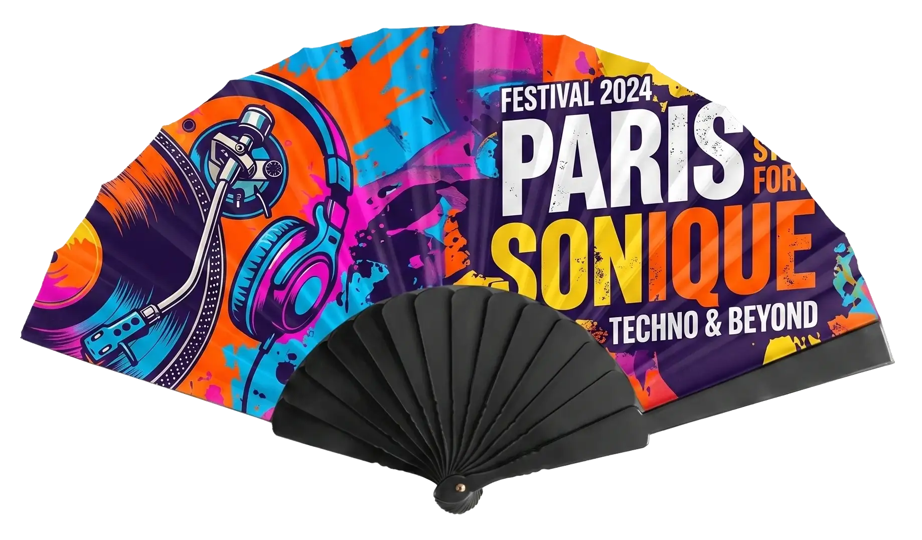 Éventail publicitaire plastique quadri Colorfull personnalisé 14 coloris