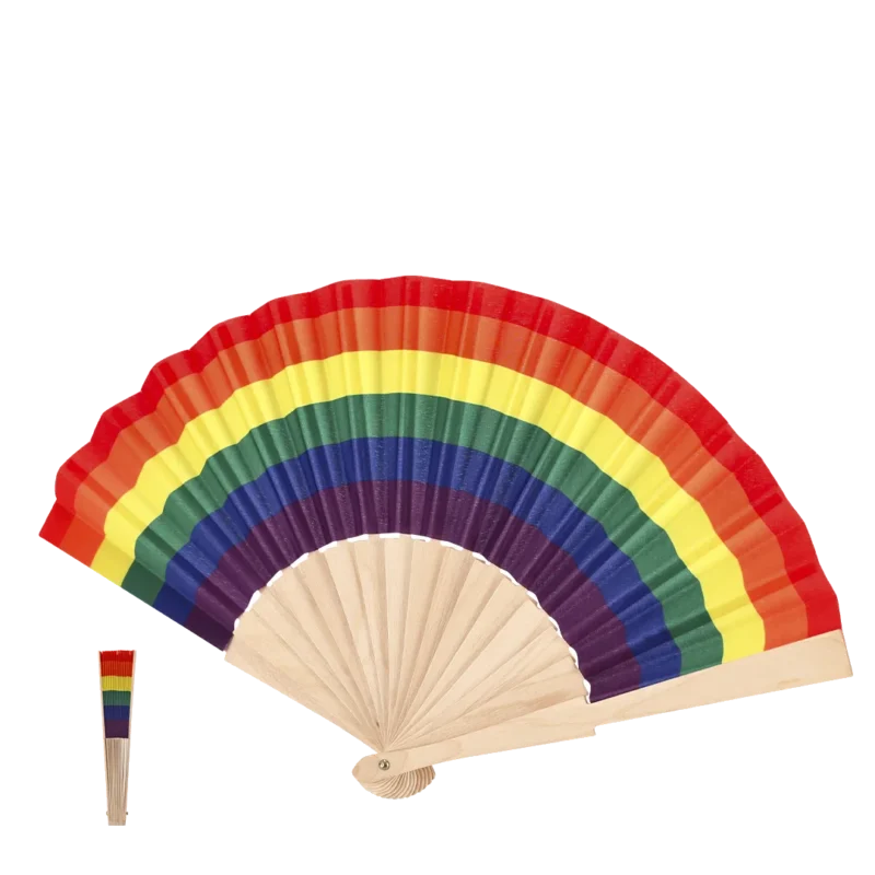 Éventail publicitaire Prokip bois polyester coloris Rainbow personnalisable
